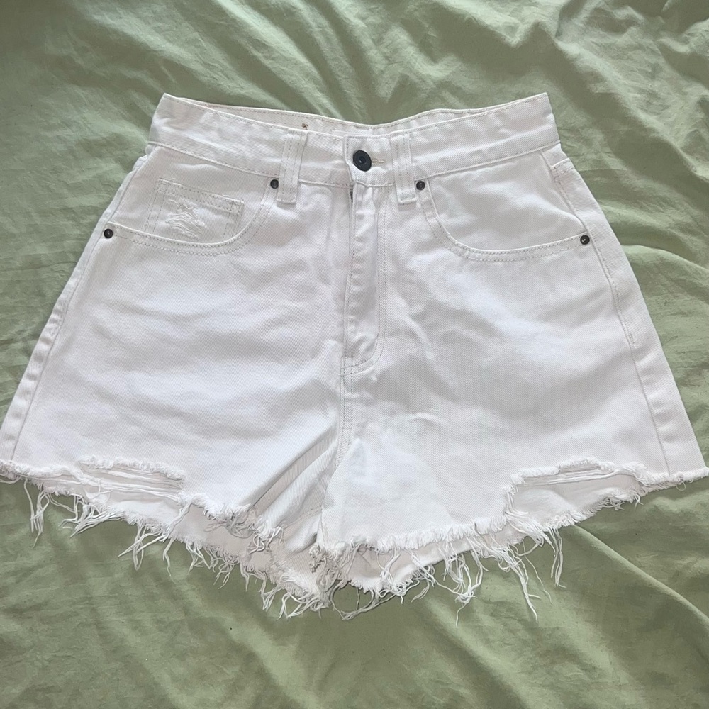 Cotton On Bright White Distressed Jean Shorts